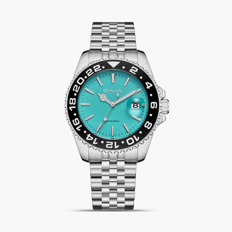 OMAX Men's 40MM Silver Analog Metal Strap Watch | SQ-AD001PT3I - Image 1